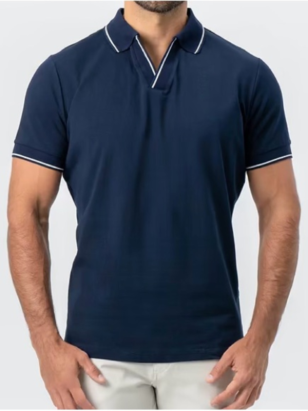 State & Liberty “The Rhett” Navy White Tipped Polo Mens 2XL Golf Johnny Collar